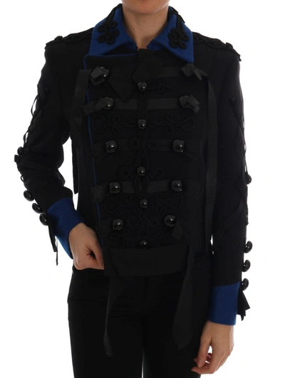 Dolce & Gabbana Chic Black &amp; Blue Short Trench Women's Jacket