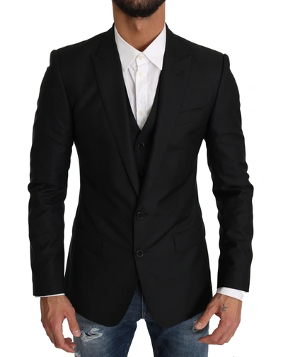 Dolce & Gabbana Black Jacket Vest 2 Piece Martini Blazer