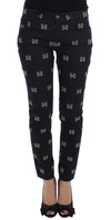 Dolce & Gabbana Blue Key Embroidered Slim Fit Kate Jeans In Blue