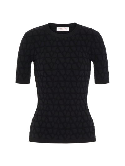 Valentino Toile Iconographe Short-sleeve Jumper In Nero