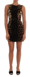 Dolce & Gabbana Brown Leopard Print Silk Sheath Dress In Brown