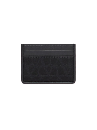 Valentino Garavani Men's Toile Iconography Card Case In Technical Fabric In Black