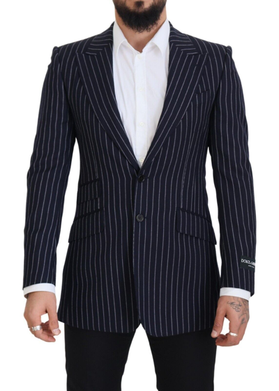 Dolce & Gabbana Elegant Navy Slim Fit Wool Men's Blazer In Navy Blue