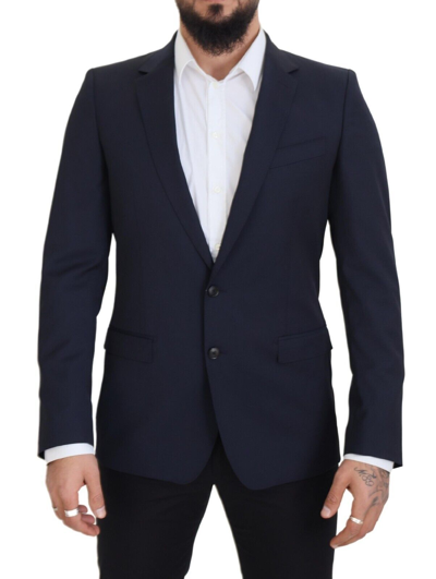 Dolce & Gabbana Dark Blue Wool Single Breasted Martini Blazer