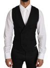 Dolce & Gabbana Black Wool Formal Dress Men Waistcoat Vest In Gray