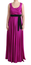 Dolce & Gabbana Pink Silk Stretch Shift Long Dress In Pink