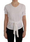DOLCE & GABBANA DOLCE & GABBANA ELEGANT WHITE WRAP BLOUSE WITH CRYSTAL WOMEN'S ACCENTS