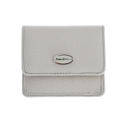 Dolce & Gabbana Sleek White Leather Condom Case Men's Wallet