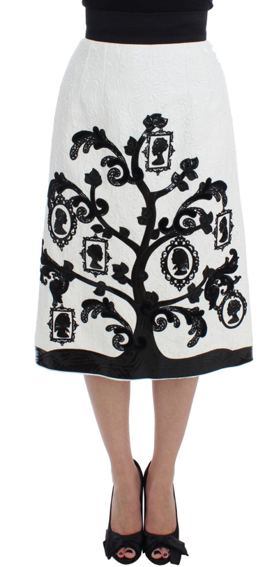 Dolce & Gabbana Elegant Floral Brocade High-waist Women's Skirt In Black/white