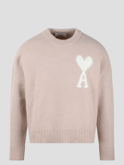 Ami Alexandre Mattiussi Off-white Ami De Coeur Sweater In Pink