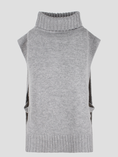 Vince Poncho Turtleneck Sweater In Grey