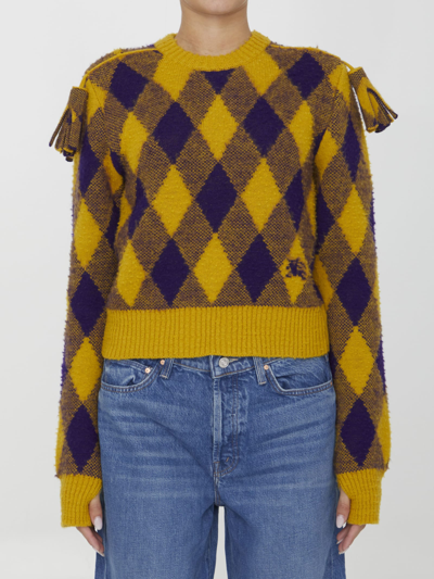 Burberry Argyle Wool Pullover In Yellow