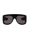 Gucci Logo-plaque Rectangle-frame Sunglasses In Black Black Grey