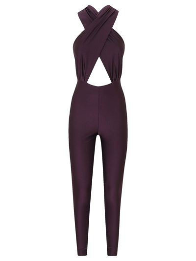 The Andamane Hola Halterneck Jumpsuit In Purple