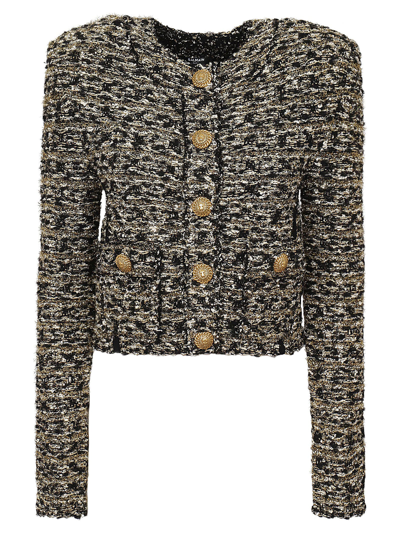 Balmain Lurex Tweed Jacket Jackets Multicolor In Gold