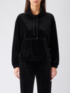 Emporio Armani Velvet Drawstring Sweatshirt In Nero