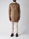 Kired Single-breasted Cashmere Coat In Beige-navy