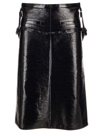 Courrèges Strap-detailed Crinkled-patent Midi Skirt In Black