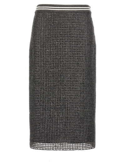 Brunello Cucinelli Sequin-embellished Midi Skirt In Grey