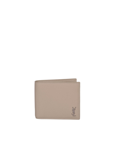 Saint Laurent Tiny `cassandre East/west` Leather Wallet In Brown