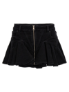 Mugler Denim Miniskirt In Black