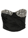 AREA EMBROIDERES CRYSTAL CUP DRAPED BUSTIER TOP