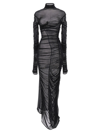 MUGLER DRAPED MESH DRESS