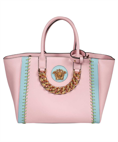 Versace Leather Tote In Pink