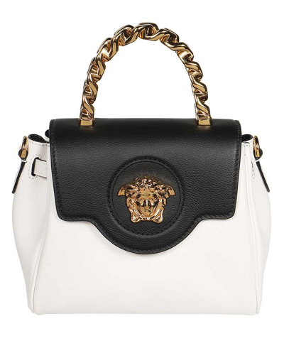 Versace Leather Tote In White