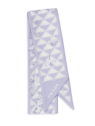 Prada Women's Printed Twill Scarf In Purple