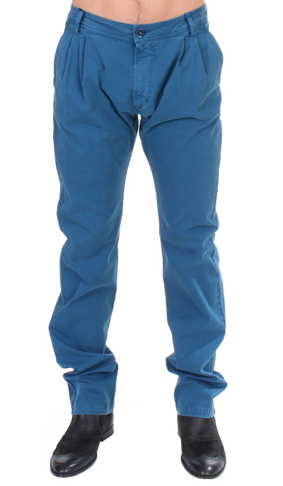 Gianfranco Ferre Gf Ferre Elegant Straight Fit Cotton Men's Chinos In Blue
