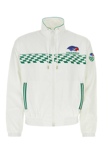 Casablanca Tennis Horizon-print Zip-up Track Jacket In White