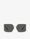Miu Miu Mu 54ys 80 Rimless Titanium Wrap Sunglasses In Gold