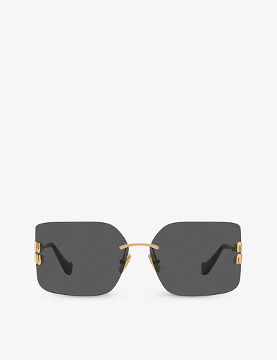 Miu Miu Womens Gold Mu 54ys Square-frame Metal Sunglasses