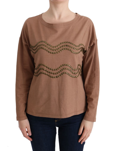 John Galliano Cotton Studded Sweater In Brown