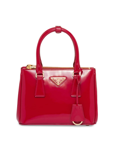 Prada Galleria Patent Leather Mini Bag In Cherry Red