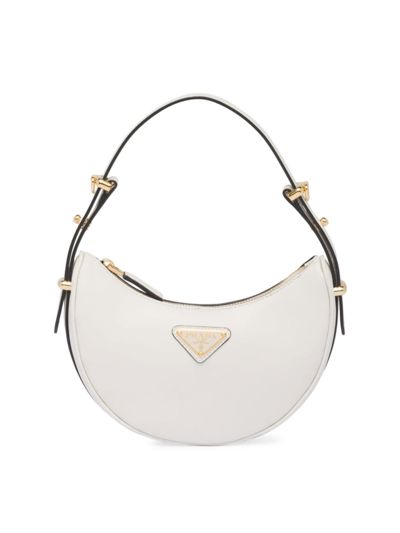 Prada Women's Leather Mini Shoulder Bag In White