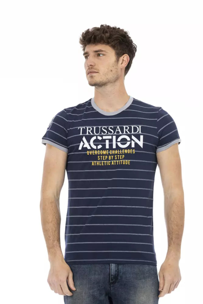 Trussardi Action Blue Cotton Blend Casual Men's Tee