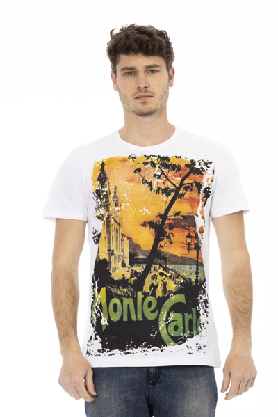Trussardi Action Elevated Casual White Tee With Graphic Men's Print