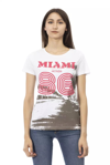 TRUSSARDI ACTION TRUSSARDI ACTION CHIC WHITE TEE WITH ELEGANT FRONT WOMEN'S PRINT