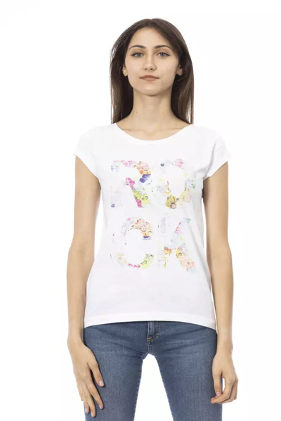 Trussardi Action Chic White Tee With Front Print Women's Detail