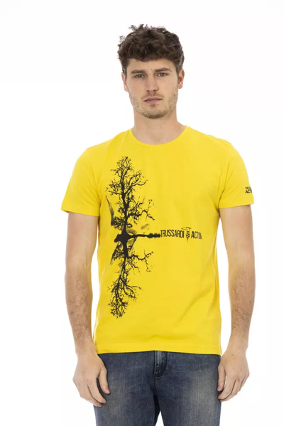 Trussardi Action Sunny Day Casual Chic Cotton Men's Tee In Yellow