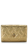 Kurt Geiger Extra Mini Quilted Leather Kensington Clutch In Rust/ Copper