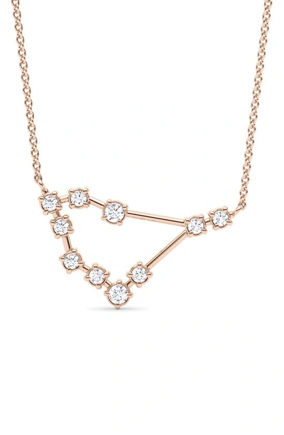 Hautecarat Capricorn Constellation Lab Created Diamond Necklace In 18k Rose Gold