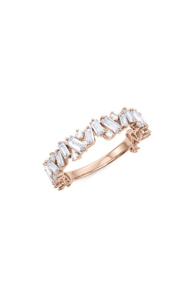 Hautecarat Princess Cut Lab Created Diamond 18k Gold Eternity Band Ring In 18k Rose Gold