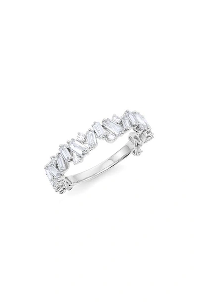 Hautecarat Princess Cut Lab Created Diamond 18k Gold Eternity Band Ring In 18k White Gold