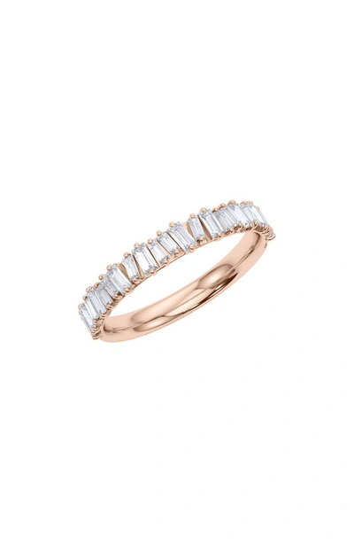 Hautecarat Lab Created Baguette Diamond Half Eternity Ring In 18k Rose Gold