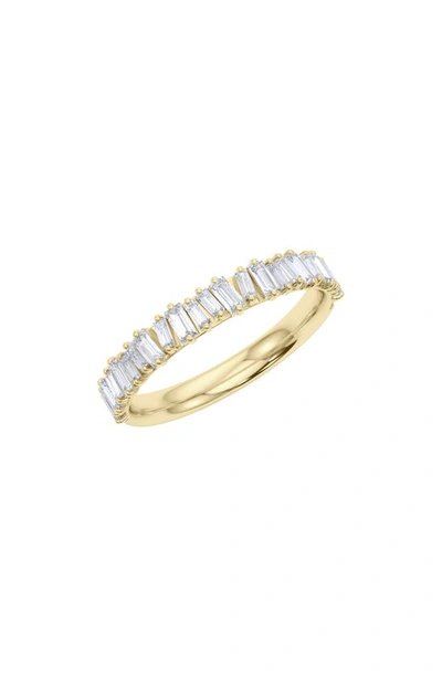 Hautecarat Lab Created Baguette Diamond Half Eternity Ring In 18k Yellow Gold