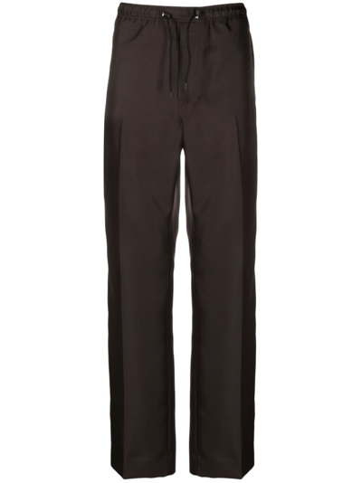 LANVIN BROWN SIDE-STRIPE STRAIGHT-LEG TROUSERS