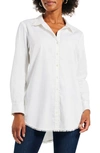 Nic + Zoe Roundabout Picot Trim Stretch Cotton Button-up Shirt In Paper White